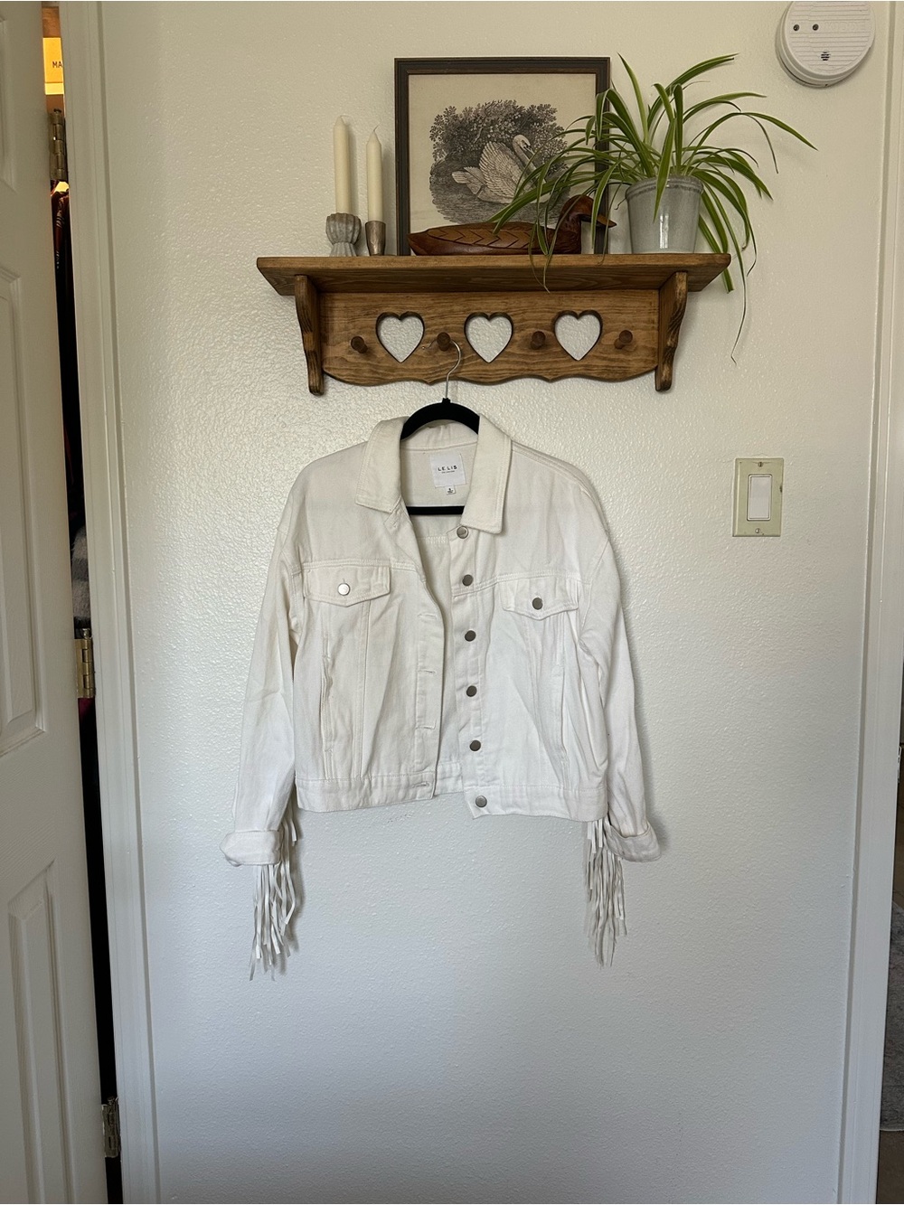 Le Lis White Fringe Jean Jacket - Women's